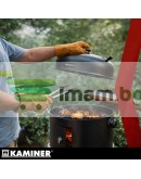 Скара на дървени въглища с капак, градинска пушилня, термометър, пушилня 3в1